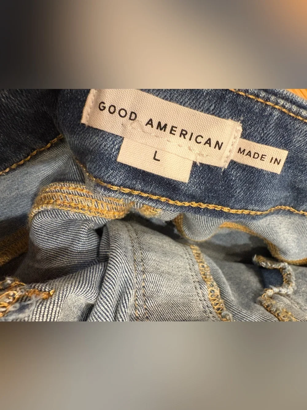Good American Medium Blue Straight-Leg Jeans Pull On large